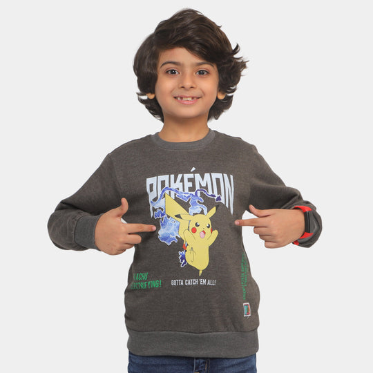 Boys Sweatshirt Cartoon Character - CHARCOAL