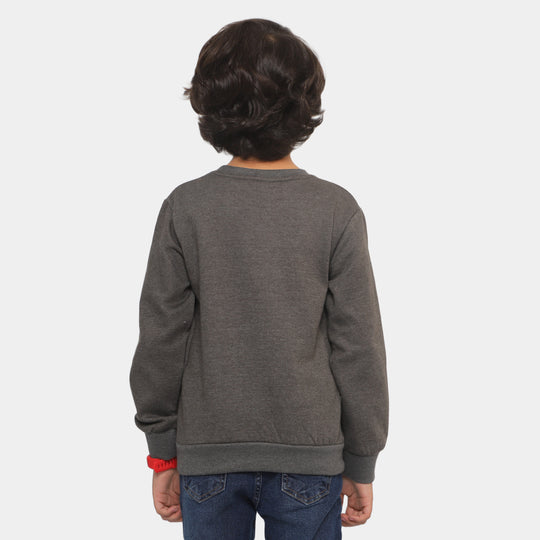 Boys Sweatshirt Cartoon Character - CHARCOAL