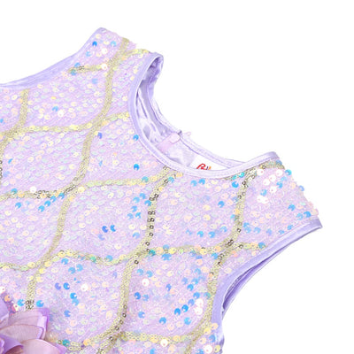 Girls Frock Fancy Sequins Sparkle - Lilac