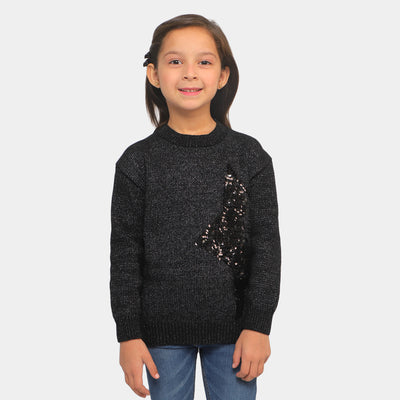 Girls Sweater Star -BLACK