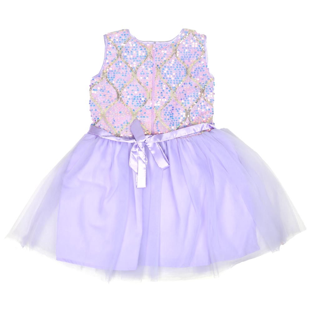 Girls Frock Fancy Sequins Sparkle - Lilac