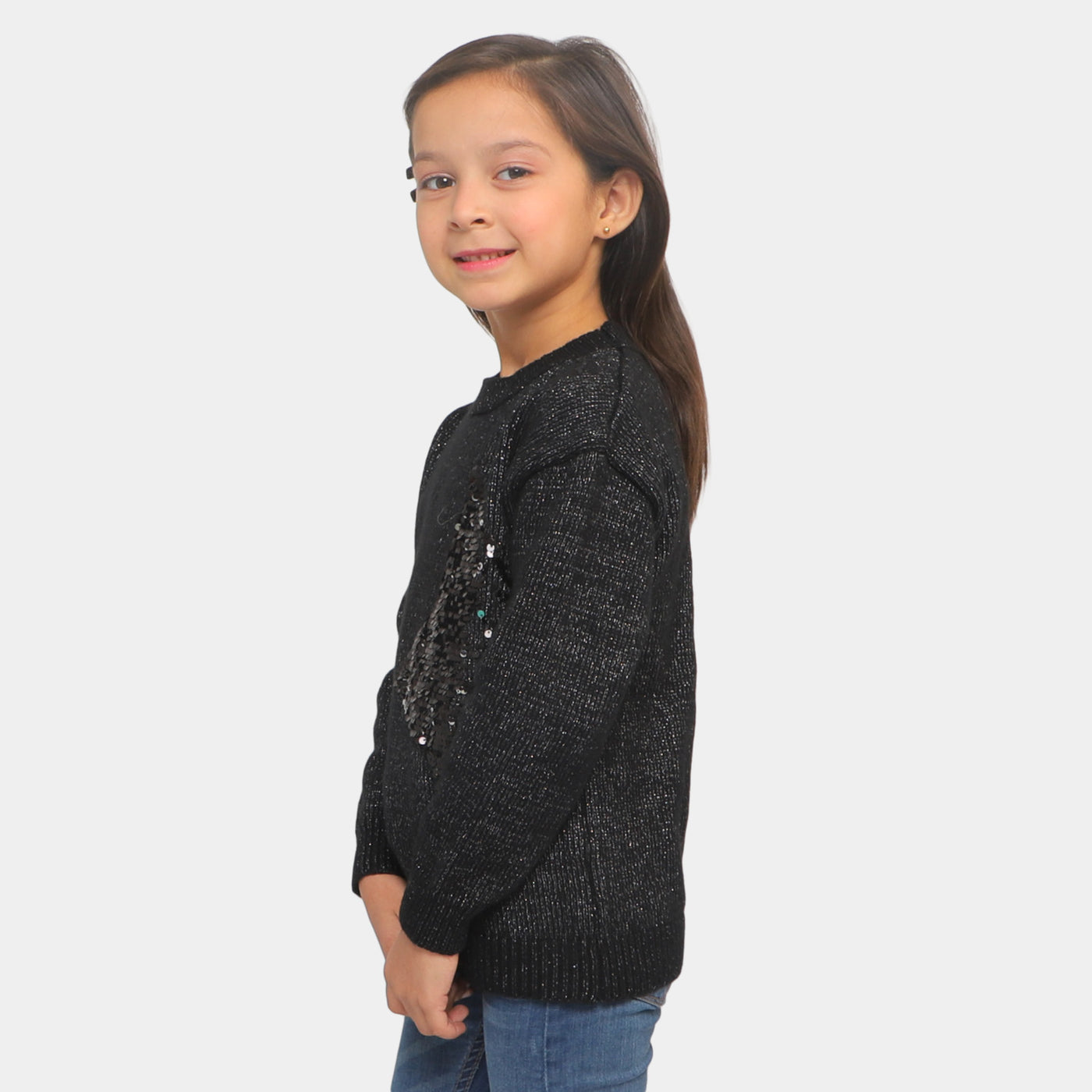 Girls Sweater Star -BLACK