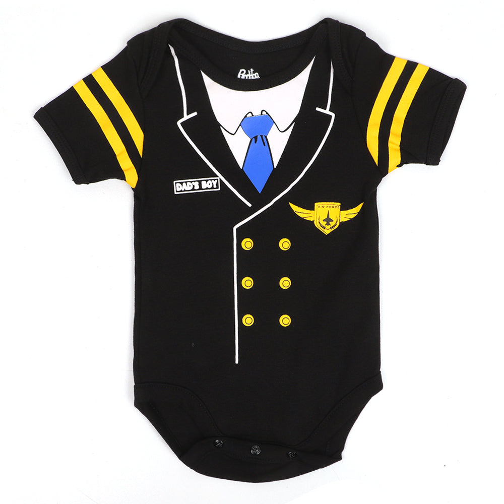 Infant Boys Knitted Romper Air Force - BLACK