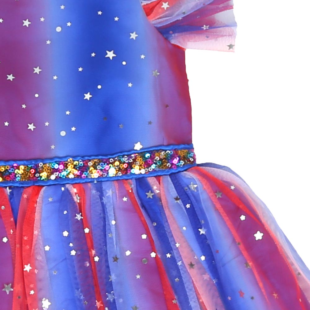Girls Fancy Frock Shimmer Stars - Multi