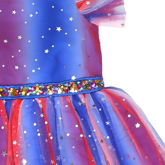 Girls Fancy Frock Shimmer Stars - Multi