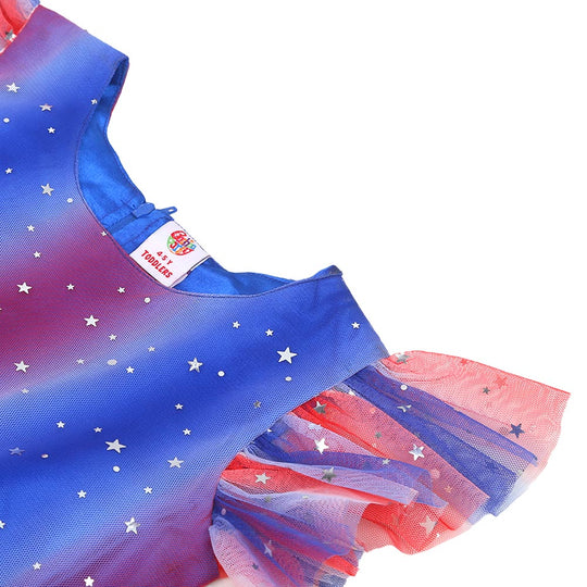 Girls Fancy Frock Shimmer Stars - Multi