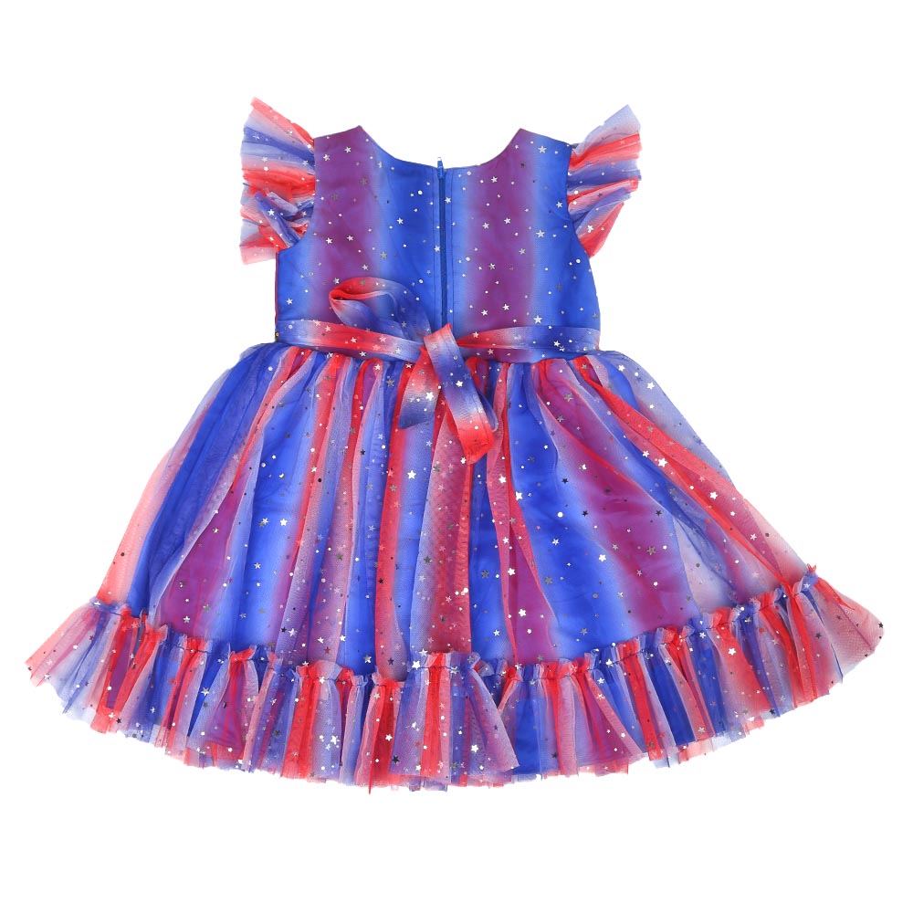 Girls Fancy Frock Shimmer Stars - Multi