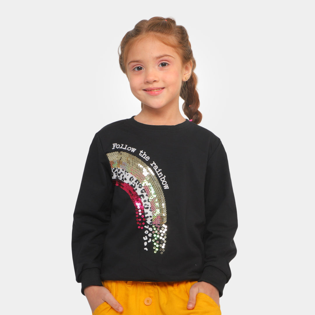 Girls Winter Sweatshirt Rainbow -BLACK