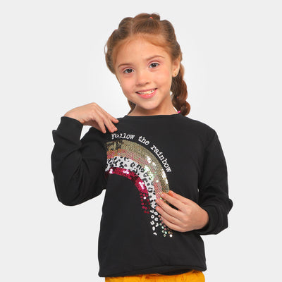 Girls Winter Sweatshirt Rainbow -BLACK