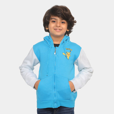 Boys Hooded Knitted Jacket - Blue