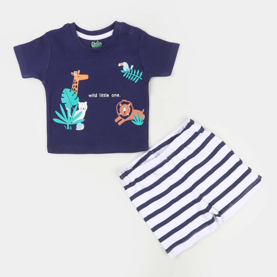 Infant Boys Set 2 Pcs Suit Big Wild One - NAVY