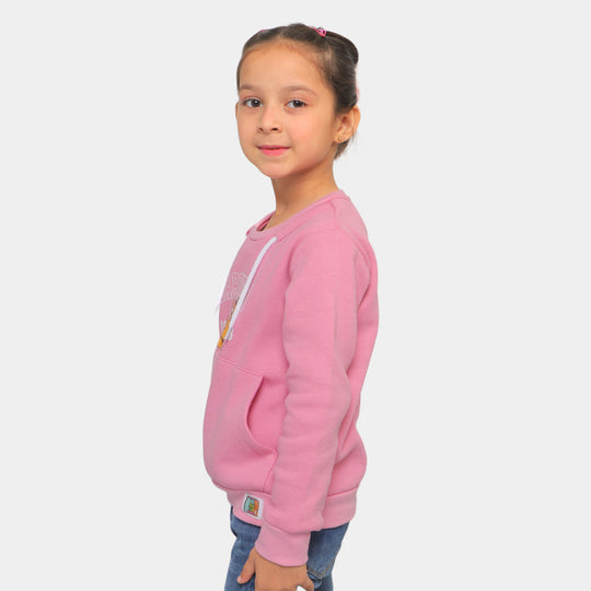 Girls Sweatshirt Cartoon Character-Pink