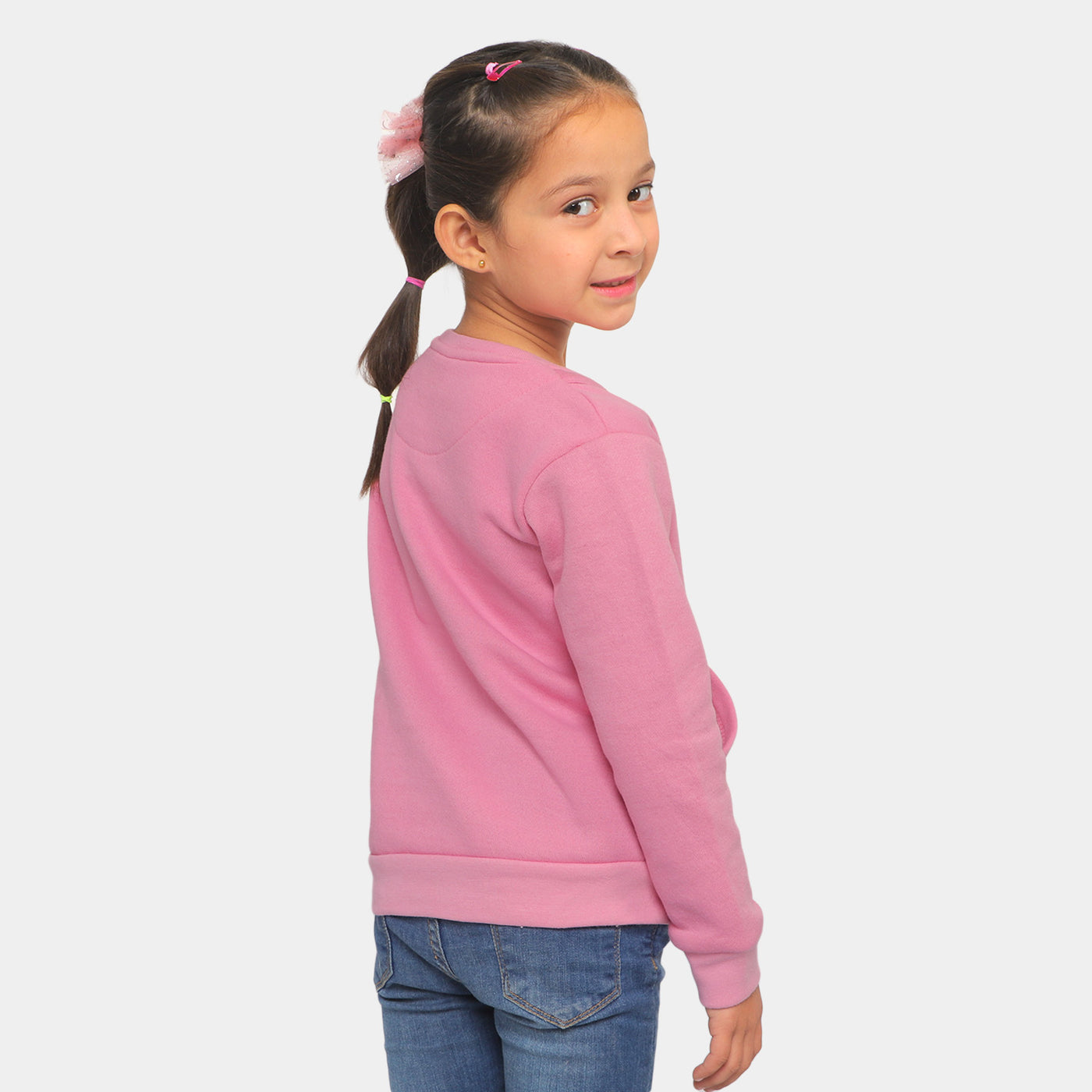 Girls Sweatshirt Cartoon Character-Pink