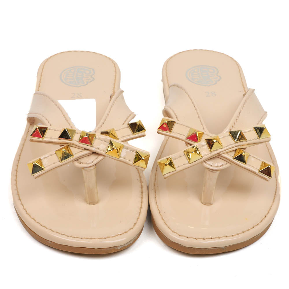 Fancy Casual Slipper For Girls - Beige