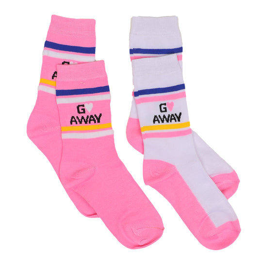 Girls Socks 2 pack (2 Pair) Go Away