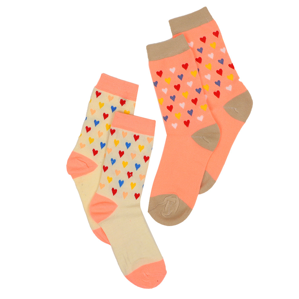 Girls Socks 2 pack (2 Pair) Multi Hearts