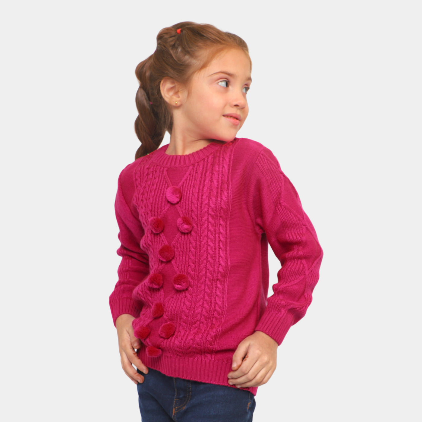 Girls Sweater BP35-22 - Dark Pink