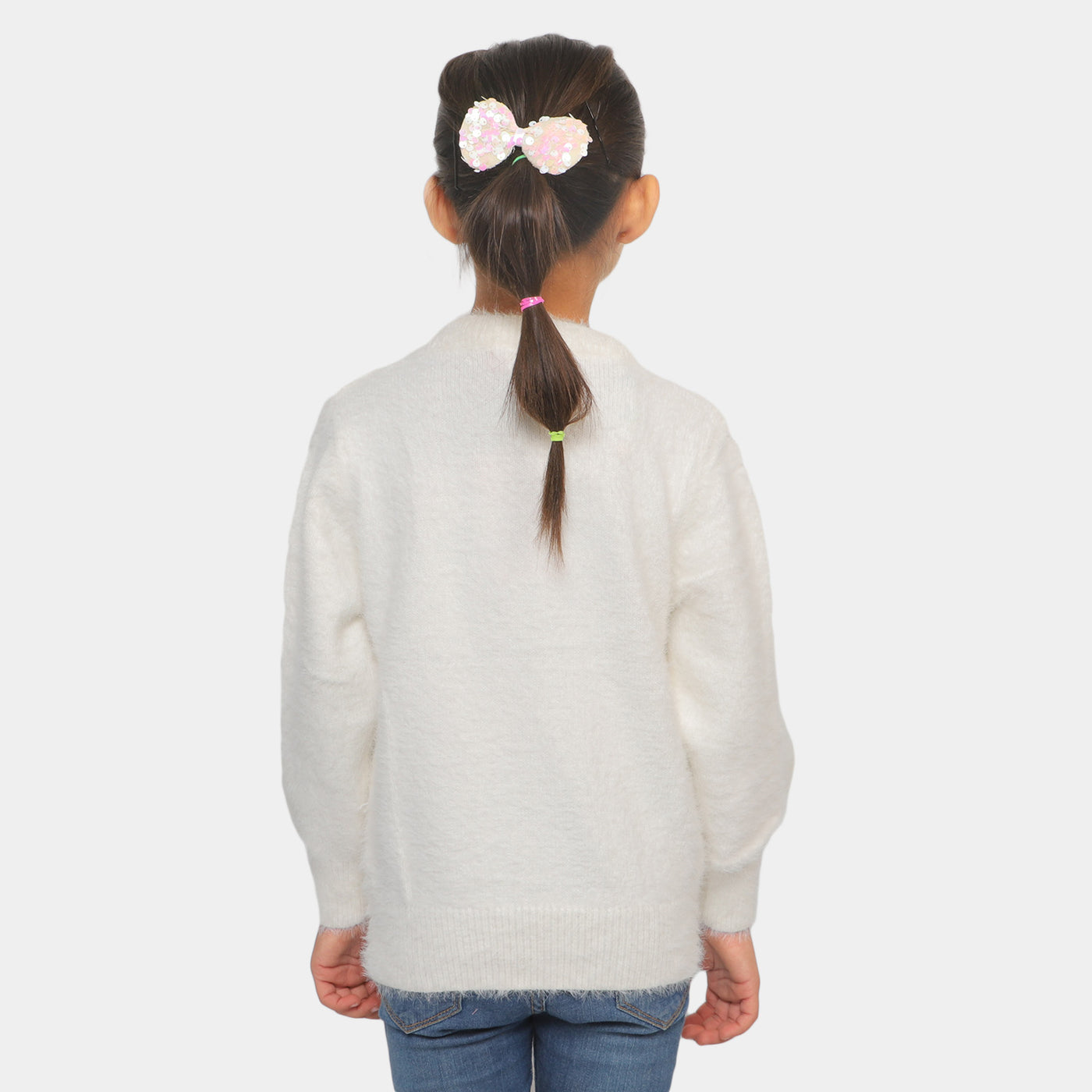 Girls Sweater Character -White