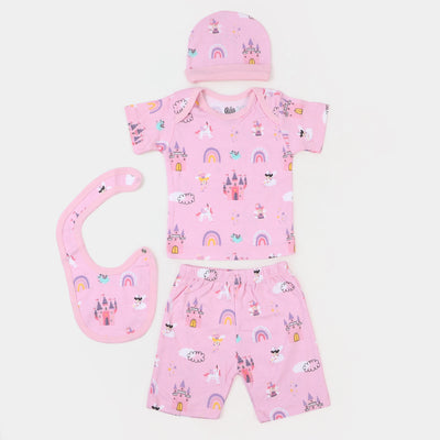 Infant Girls Cotton 4 Pcs Set Magical - Light Pink