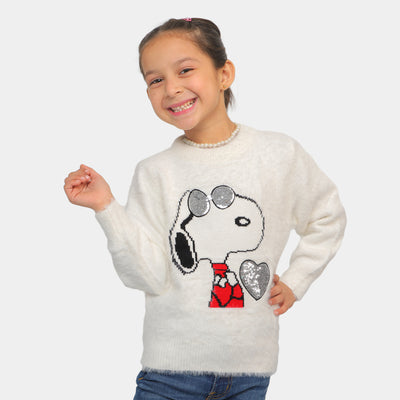 Girls Sweater Character -White