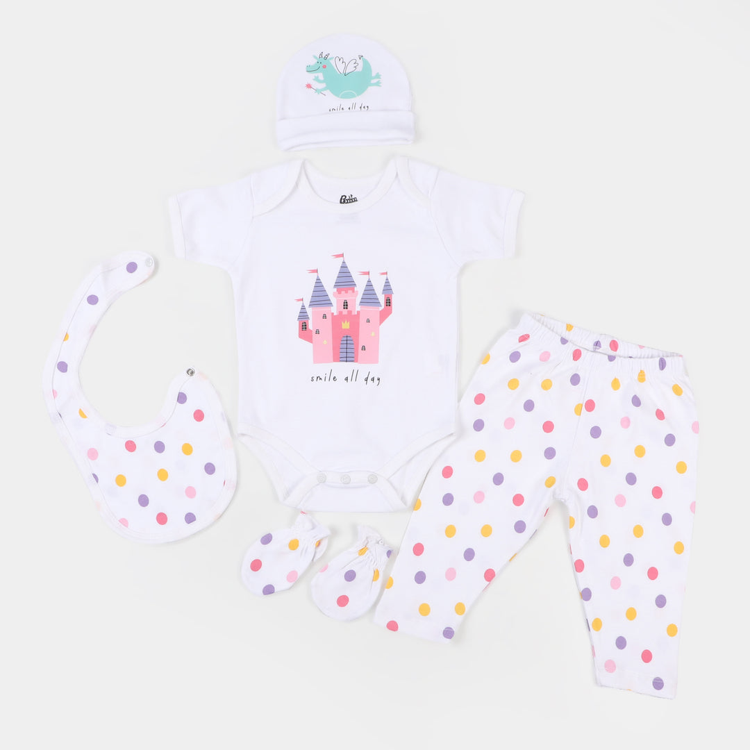 Infant Girls Cotton 5 Pcs Set Magical - B.White