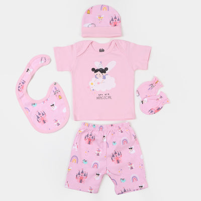 Infant Girls Cotton 5 Pcs Set Magical - Pink