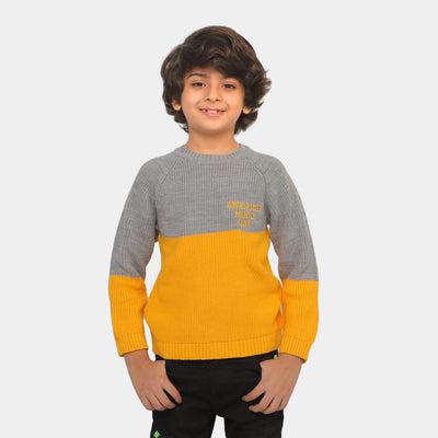 Boys Sweater Awesome - Gray/Mustard