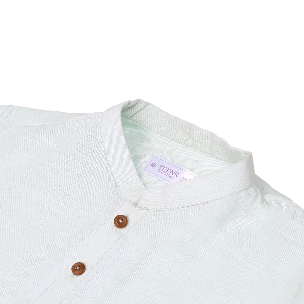 Boys Basic Kurta Slub - Mint