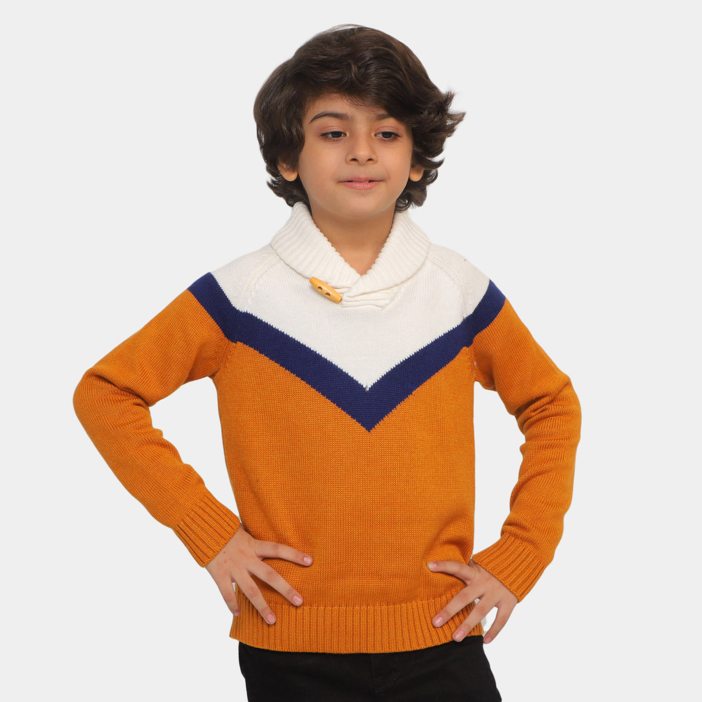 Stylish Boys Sweater - Brown/White