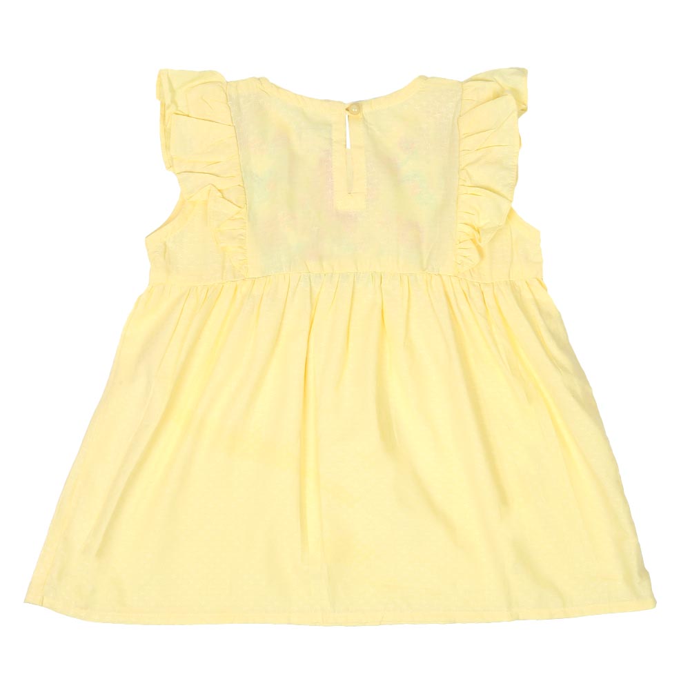 Girls Embroidered Top Exotic Bird - Lemon