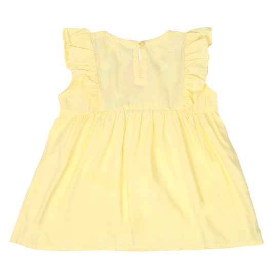 Girls Embroidered Top Exotic Bird - Lemon