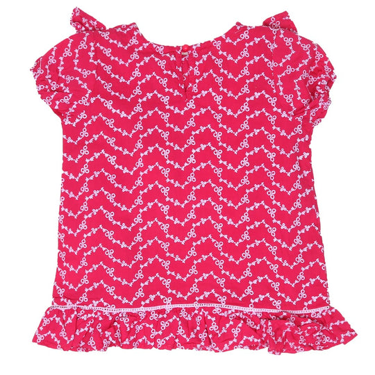 Girls Chicken Casual Top Ladder Lace - Hot Pink