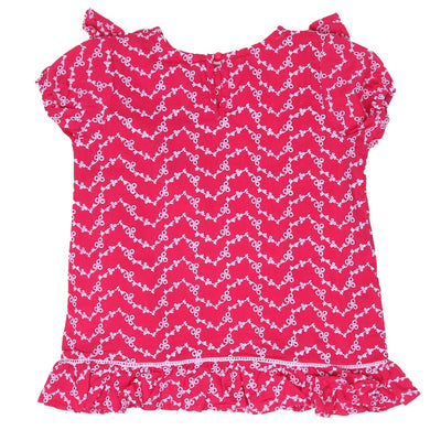 Girls Chicken Casual Top Ladder Lace - Hot Pink