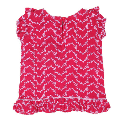 Infant Girls Chicken Casual Top Lader Lace - Hot Pink