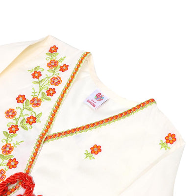 Girls 3PCs Fancy Flower Suit- OFF-White