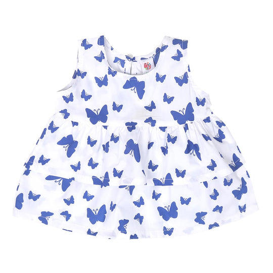 Infant Girls Cotton Frock Butterflies - White