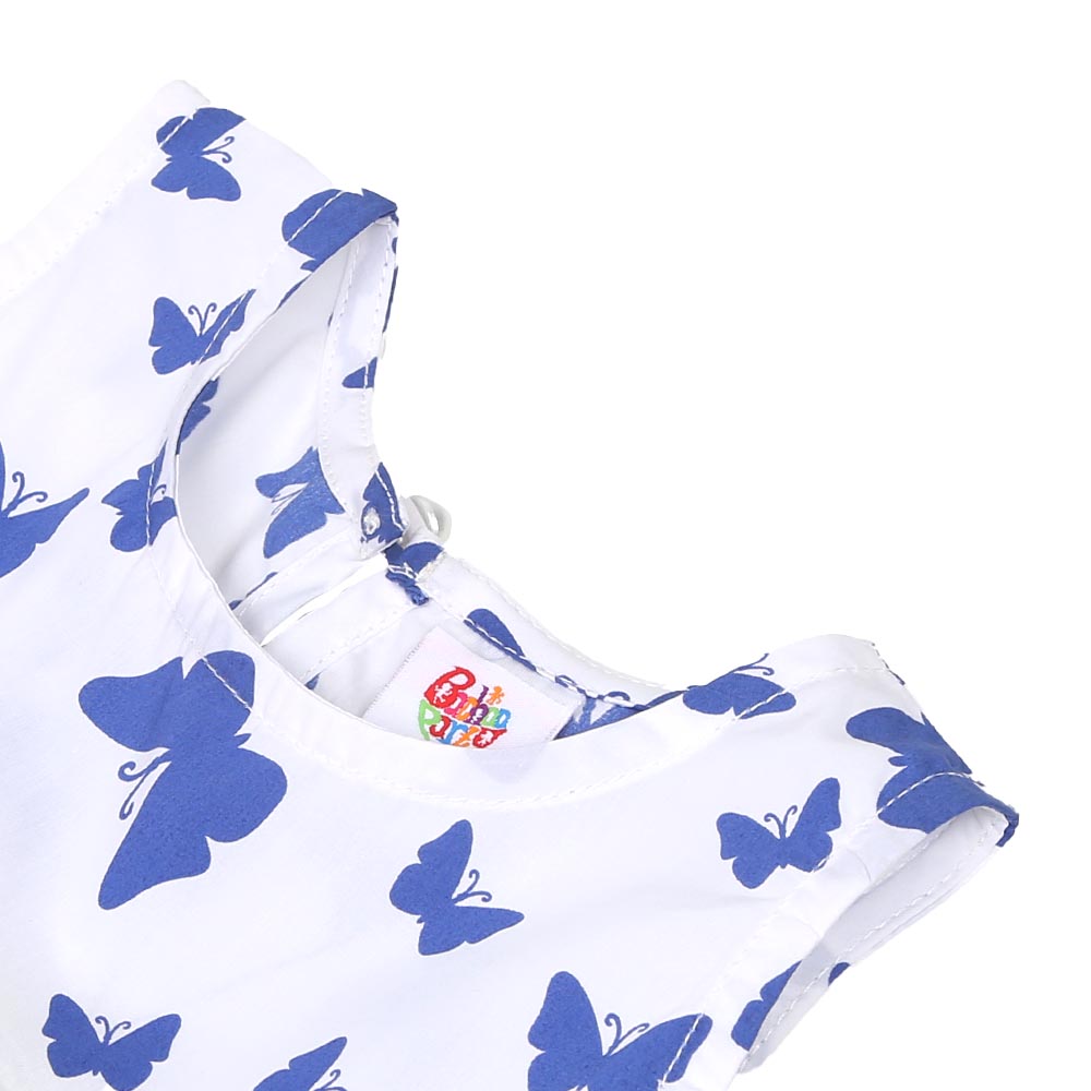 Infant Girls Cotton Frock Butterflies - White