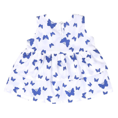 Infant Girls Cotton Frock Butterflies - White