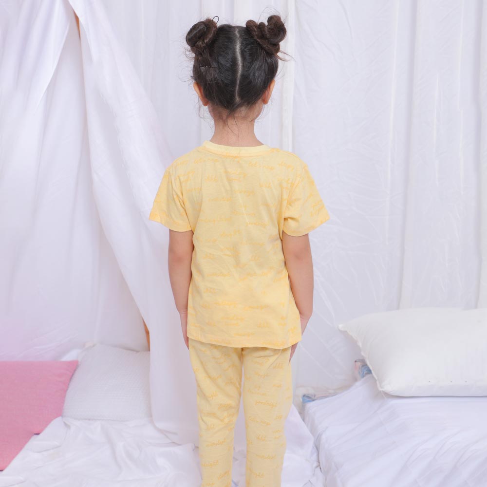 Girls Knitted Night Suit Good Night - Lemonade