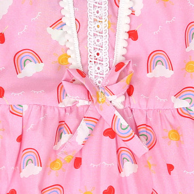 Infant Girls Woven Romper Rainbow P - Pink