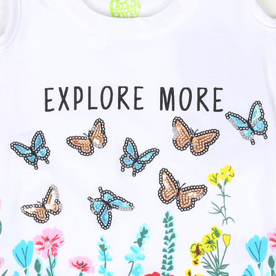 Infant Girls T-Shirt Explore More - White