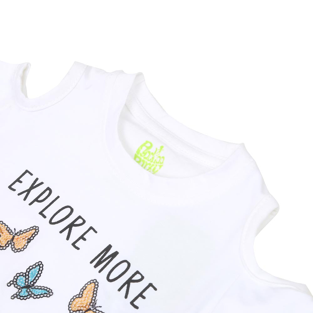 Infant Girls T-Shirt Explore More - White