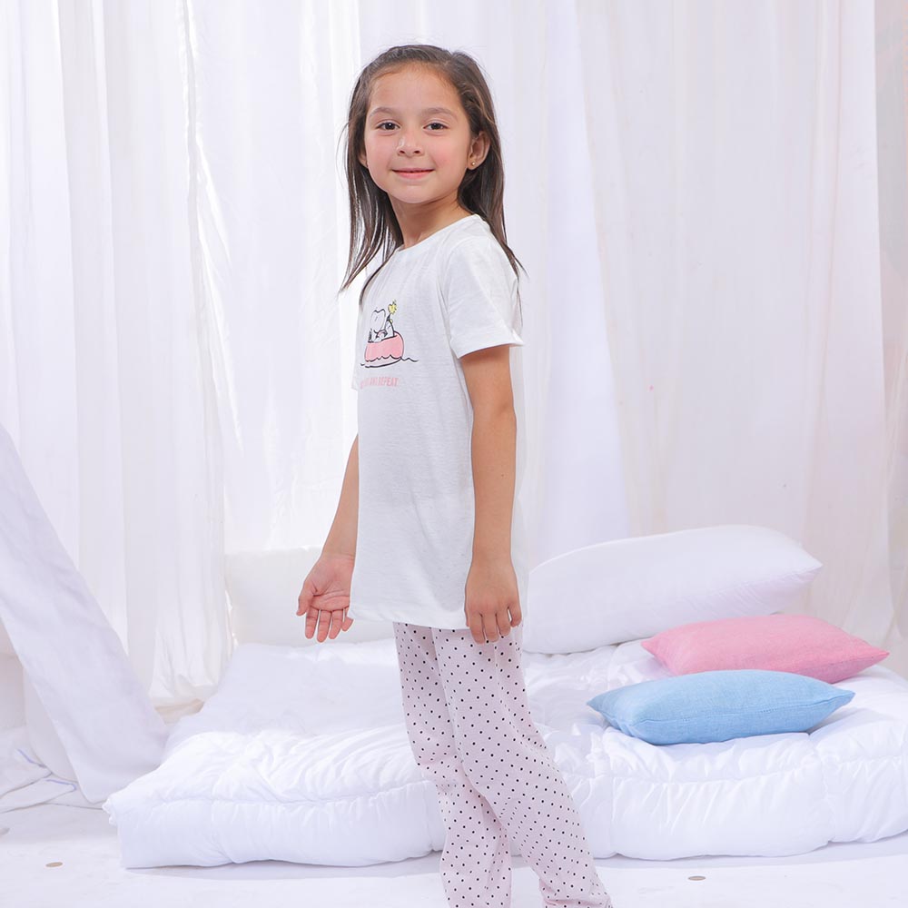 Girls Knitted Night Suit - White