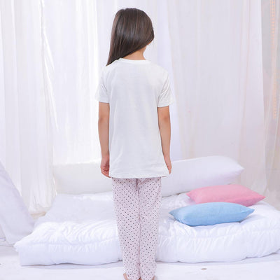 Girls Knitted Night Suit - White