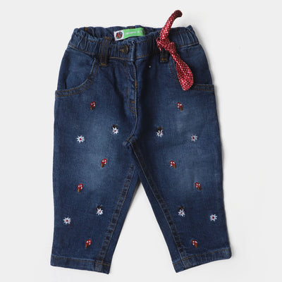 Infant Girls Denim Pant Mushroom - Mid Blue