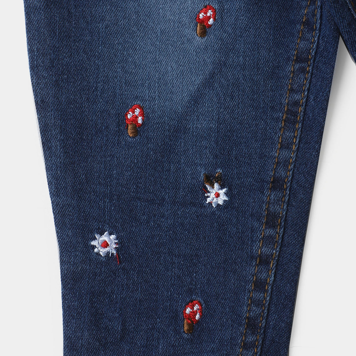 Infant Girls Denim Pant Mushroom - Mid Blue