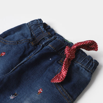 Infant Girls Denim Pant Mushroom - Mid Blue