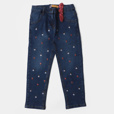 Girls Denim Pant Mushroom - Mid Blue