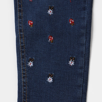 Girls Denim Pant Mushroom - Mid Blue