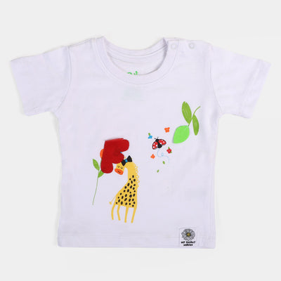 Infant Girls Cotton T-Shirt Zoo | White